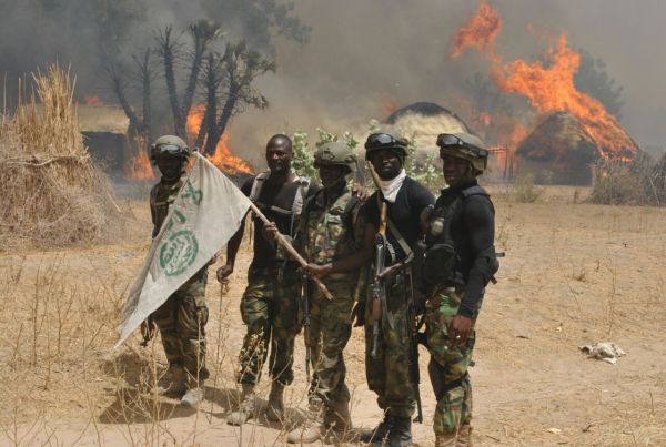 •Nigerian troops backing a destroyed Boko Haram camp
