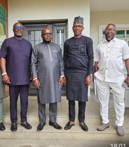<p>L-R: Technical Adviser, Presidential Amnesty Programme, Edgar Biu; Administrator, Dennis Otuaro, PhD; Fmr President, Ijaw Youths Council, Dr Chris Ekiyor; and Head of Administration, Zorab, during a courtesy visit by the former IYC leader in Abuja on Monday, May 6, 2024</p>