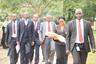 CBN Governor, Malam Sanusi Lamido Sanusi, on Sept. 30, 2013 taught financial literacy at the Model Secondary School, Maitama, Abuja. Photo shows Sanusi and his entourage arriving the school.