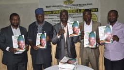 2013 BJAN CONFERENCE & AWARDS IN ABEOKUTA 
L-R: Mr. Goddie Ofose, Chairman, Brand Journalists Association of Nigeria (BJAN); Mr. Sola Balogun, Special Adviser on Media to Ogun State Governor; Alhaji Yusuf Olaniyonu, Hon. Commissioner Information and Strategy, Ogun State, with Mr. Afesojaiye Oladepo, Franchise Business Manager West, UAC Restaurants, and Deji Ademigbuji, CIO BJAN . . . at the 2013 BJAN Annual Conference and Awards held at Continental Hotel, Abeokuta, Ogun State. Photo: Akeem Salau.
