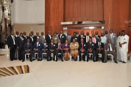 Group photograph of members of Akwa Ibom State Executive Council at the state-sponsored IPSAS Training workshop facilities by PriceWaterHouseCoopers and Brandsmith at Intercontinental Hotel,Victoria Island, Lagos, on Thursday, Feb. 20, 2014.