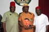 L-R: Chief Victor Umeh, National Chairman of All Progressives Grand Alliance (APGA), Chief Willie Obiano, Governor of Anambra State, and Dr. Alex Otti, APGA gubernatorial aspirant in Abia State, during Dr Ottiâ€™s courtesy call on Governor Obiano at the Governorâ€™s Lodge Amawbia, on Wednesday, Nov. 12, 2014.