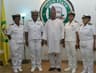 Ogun State Governor, Senator Ibikunle Amosun (middle), Commandant, Nigeria Navy Secondary School, Commander  Augustina Onyimba (2nd left), Deputy Commandant, Lt. Commander Jessinta Asetubobe (2nd right), Base Logistics Officer, Lt. Commander Theresa James (right) and Principal Nursing Officer, Lt. Commander Felicia Onyewuchi, during a courtesy call by the school's management on the governor in his Oke-Mosan, Abeokuta office
