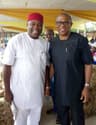 Former Gov. of Anambra State. Mr. Peter Obi (right), with the Vice Chancellor of Alex Ekwueme Federal University,  Ndufu Alike, Ebonyi State,  Prof. Nwajiuba Chinedu (left), st the 2018 Odenigbo Lecture st Assumpta Cathedral, Owerri on Saturday, Sept. 1, 2018.