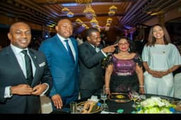 L-R: Chief Executive Officer, Gemstone Group, Fela Durotoye; Managing Director/Chief Executive Officer, Fidelity Bank Plc, Nnamdi Okonkwo; President, Africaâ€™s Young Entrepreneurs (AYE), Summy Smart Francis; AYE Chief Executive Matron, Mrs. Folorunso Alakija and Vice President, AYE, Miss Ibada Ahmed at the Networking With Giants Conference (NWG) themed: Solution To Poverty In Africa sponsored by Fidelity Bank in Lagos recently.