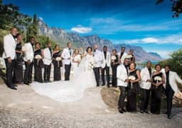 Mr and Mrs Wellington with their friends in Cape Town during their wedding on 25th Nov. 2017/