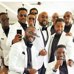 The groom Banky W with his groomsmen 