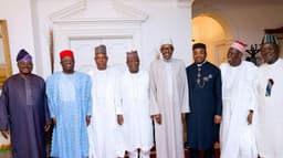 Buhari receives visiting governors in London.