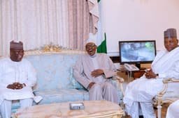 Buhari receives visiting governors in London.
