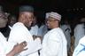 IMAGES OF CHIEF TONY ANENIH'S 80TH BIRTHDAY CELEBRATION: (L-R) Governor of Akwa Ibom State, Chief Godswill Akpabio, exchanging banters with former President Ibrahim Babangida during the 80th birthday celebration of PDP Board of Trustees Chairman Chief Tony Anenih in Abuja on Sunday, Aug. 4, 2013.