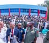 Tony Elumelu addressing journalists after delivering lecture at the Guest Lecture Series of the Armed Forces Command and Staff College, Jaji, Kaduna, on Aug. 22, 2017.