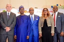 L-R: Managing Director, Exxon Mobil Nigeria, Paul McGrath; Chief Financial Officer, Nigeria National Petroleum Corporation, Umar Isa Ayiya; Group Managing Director, Aiteo Eastern E & P Company Ltd, Victor Okoronkwo; General Manager, Delivery Integration, Shell Nigeria Exploration and Production Company, Ibiyemi Asaolu; and Chairman, Association of Energy Correspondents of Nigeria, Olatunde Dodondawa, at the opening session of the 2019 annual conference of the association in Lagosâ€¦ on Thursday, Aug. 22, 2019.

