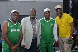 L-R: Chief Executive Officer, Diro Systems, Paddy Anigbo; President of the Nigeria Basketball Federation (NBBF) and Deputy Managing Director Total E&P Nigeria, Ahmadu-Kida MUSA; General Manager External Relations of Shell Petroleum Development Company (SPDC), Mr. Igo WelI; and Social Performance and Social Investment Lead, Shell Nigeria Exploration and Production Company, Hope Nuka, at the International Basketball Federation (FIBA) World Cup 2019 African Qualifiers match at the National Stadium, Lagos . . . on Saturday, June 30, 2018.