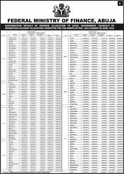 SUBSIDY SAVINGS: Distribution Details of Revenue Allocation to Local Government Councils in JUNE 2013 (PAGE 6)