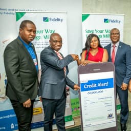 L-R Divisional Head, Retail Banking, Fidelity Bank Plc. ,Richard Madiebo; Regional Bank Head, Ikeja Region , Fidelity Bank Plc. Ken Opara, Winner of N1 Million Naira, Chidinma Favour Itiri, Regional Bank Head, Lagos Island Region,  Fidelity Bank Plc., Ifeanyi Nwosu, at the third prize presentation of the Get Alert in Millions Promo Reloaded held at Fidelity Bank Corporate Head Office in Lagos.