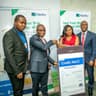 L-R Divisional Head, Retail Banking, Fidelity Bank Plc. ,Richard Madiebo; Regional Bank Head, Ikeja Region , Fidelity Bank Plc. Ken Opara, Winner of N1 Million Naira, Chidinma Favour Itiri, Regional Bank Head, Lagos Island Region,  Fidelity Bank Plc., Ifeanyi Nwosu, at the third prize presentation of the Get Alert in Millions Promo Reloaded held at Fidelity Bank Corporate Head Office in Lagos.