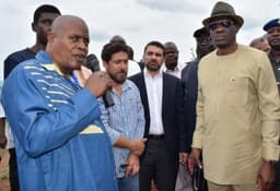 L-R: Director, Finance and Supply, Kwara State Ministry of Works, Afolayan J.F; Contractors Haider Hammound; Abbas Hammound and Kwara State Governor, Dr Abdulfatah Ahmed during inspection of Share-Oke Ode road, on Thursday, July 5, 2018.