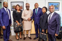 Incoming Governor of Lagos State, Mr. Babajide Sanwo-Olu, receiving the Fidelity Bank delegation led by the MD/CEO, Mr. Nnamdi Okonkwo when Fidelity Bank officials paid a courtesy visit to the Governor on Tuesday, May 21, 2019. From left: Branch Leader, Ikeja 1 Strategic Business Unit (SBU), Charles Nwadike; Executive Director, Lagos and South West, Mrs. Nneka Onyeali-Ikpe; Governor Sanwo â€“ Olu, MD/CEO, Fidelity Bank, Nnamdi Okonkwo; Team Lead, Corporate Banking, Omobolaji Odubanjo and Regional Bank Head, Ikeja, Ken Opara.