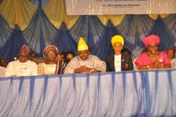 Ogun State Governor, Senator Ibikunle Amosun and his wife, Olufunso at the 6th edition of Uplift the Aged programme to mark the 59th birthday of the governor at the June 12 Cultural Centre, Kuto, Abeokuta

