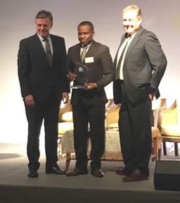 L-R- Graham Gall, Managing Director, of OPITO International; Manager Safety & Global Functions of Shell Petroleum  Development company of Nigeria (SPDC), Amadi Amadi and David Doig, Group Chief Executive of OPITO International at the conferment of the OPITO International â€˜Safety Partner Awardâ€™ on Shell Nigeria at the OPITO Safety & Competence Conference in Kaula Lumpur, Malaysia, recently.
 