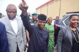 L-R: The Managing Director/Chief Executive Officer, Fidelity Bank Plc, Mr. Nnamdi Okonkwo; Vice President of the Federal Republic of Nigeria, Prof. Yemi Osinbajo; Executive Vice Chairman/CEO, Techno Oil Limited, Mrs. Nkechi Obi, at the formal commissioning of the Techno Oil LPG Cylinder Manufacturing Plant in Lagos on Friday.