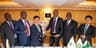 L-R: DMD, Fidelity Bank Plc, Mohammed Balarabe; Executive Secretary, Nigerian Content Development and Monitoring Board (NCDMB), Simbi Wabote; Vice-President, Hyundai Heavy Industries, S.Y. Park; CEO, Temile Development Company Limited, Alfred Temile; CEO, Nigerian Liquefied Natural Gas Limited (NLNG), Tony Attah; and Managing Director, Hyundai Heavy Industries, London, Jay .H. Kang during the recent Ship Building Contract Signing ceremony in London between Temile Dev. Company and Hyundai Heavy Industries for one firm and one optional 23,000cbm Liquefied Petroleum Gas (LPG) tankers; the first of their kind in the West African oil and gas market.