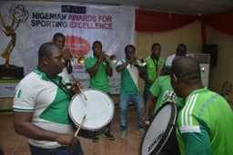 Nigerian Football Supporters club performing at the Nigerian Award For Sporting Excellence organised by Daily Sports Nigeria, held on Saturday night, December 2, at Airport Hotel, Ikeja, Lagos.