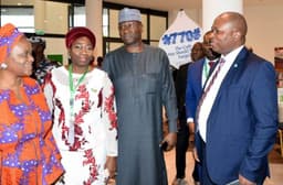 L-R: Permanent Secretary, Federal Ministry of Environment, Dr Ibukun Odusote; Chairman, Nigerians in Diaspora Commission, Mrs Abike Dabiri-Erewa; Secretary to the Government of the Federation, Mr Boss Mustapha; and Division Head, Retail Banking, Fidelity Bank PLC, Mr Richard Madiebo, at the National Diaspora Day 2019 celebration co-sponsored by Fidelity Bank PLC in Abuja - Thursday, July 25, 2019.  