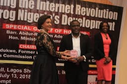 It was a night of fun, glamour and intellectual feast as the Nigerian Online Merit Award (NiOMA) lands with a BANG! The event was held on 13th July 2018 at the Function Suite of Lagos Sheraton Hotel, Ikeja. Photo shows Awardees receiving their various awards.