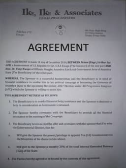 Nwoye's Agreement