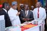 Chairman, Nigeria Economic Summit Group, Asue Ighodalo; President Muhammed Buhari; Commercial Integration Manager, Shell Nigeria, Taaj Shobayo; and Shell Nigeriaâ€™s General Manager, Business and Government Relations, Bashir Bello, during the visit of the President to the exhibition booth of Shell companies in Nigeria at the opening session of the 25th Nigeria Economic Summit in Abuja â€¦ on Monday, October 7, 2019.