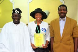 From left; Asiwaju Bola Ahmed Tinubu, APC leader; Senator Oluremi Tinubu and Pastor Enoch Adejare Adeboye, General Overseer, Redeemed Christian Church of God (RCCG), during Remi Tinubu's Ordination as an Assistant Pastor in the RCCG on Tuesday, Aug. 7, 2018. 
