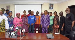 Photo shows  rescued kidnapped Lagos students in Lagos.