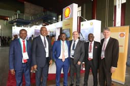 L-R: General Manager, Business and Government Relations Shel Nigeria, Bashir Bello; Country Chair, Shell Companies in Nigeria, Osagie Okunbor; Group General Manager, Corporate Planning and Strategy, Nigerian National Petroleum Corporation, Bala Wunti; Vice President, Shell Nigeria and Gabon, Peter Costello; Managing Director Shell Nigeria Exploration and Production Company, Bayo Ojulari; and General Manager, Shell Nigeria Upstream Gas and Commercial, Hans Nijkamp, at the just concluded 2nd Edition of the Nigeria International Petroleum Summit . . . late January 2019 in Abuja.

 