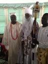 Sadiya Sanusi, wife of Central Bank of Nigeria (CBN) Governor, Mallam Sanusi Lamido Sanusi, the Dan Majen Kano, was on Sunday, Aug. 11, 2013, turbanned Giwar Dan Majen Kano by her husband. Photo shows Mallam Sanusi with representatives of the Oba of Lagos, Alhaji Rilwanu Babatunde Osuolale Akiolu I.