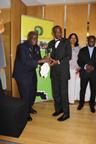 CBN Governor, Sanusi Lamido Sanusi, receiving the African Reserve (Central) Bank Governor of the Year 2013 Award from former Zambian President Kenneth Kaunda on November 9 in Pretoria, South Africa.