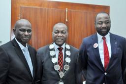 L-R: Managing Director/CEO, Airtel Nigeria, Segun Ogunsanya, President/Chairman of Council, Chartered Institute of Personnel Management of Nigeria (CIPM), Mr. Victor Famuyibo and Human Resources Director, Airtel Nigeria, Jubril Saba during the investiture of Mr. Famuyibo as the 16th President of CIPM in Lagos, May 23, 2013.