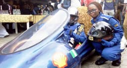 Students of Federal University of Petroleum Resources, Effurun, Delta State, demonstrating their self-built energy-efficient car, Delta Cruz, on their campus on Sept. 17, 2015 in readiness for the 2015 Shell Eco-marathon competition in South Africa, in October.