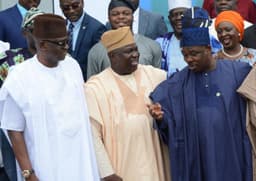 South-West Governors met on July 24, 2017 in Ibara, Abeokuta, Ogun State. Photo shows; L-R: Govervors Ayodele Fayose (Ekiti) Akinwunmi Ambode (Lagos) and Ibikunle Amosun (Ogun).