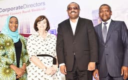 L-R: Group Executive Director, Dangote Industries Limited, Halima Aliko Dangote; Wife of former British Prime Minister, Cherie Blair (Guest Speaker);Former Prime Minister of Ethiopia, Hailemariam Desalegn (Guest Speaker); and President/CE, Dangote Industries Limited, Aliko Dangote, at the 2019 Women Corporate Directors Lecture sponsor by Aliko Dangote Foundation, theme â€œThe courage to  Lead; Inspiring Others, Overcoming Challenges and Achieving Success", in Lagos on Thursday, April 25, 2019