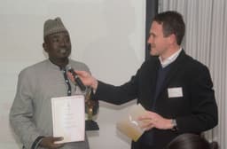 Yushau Shuaib speaks at African Excellence Awards in South Africa.