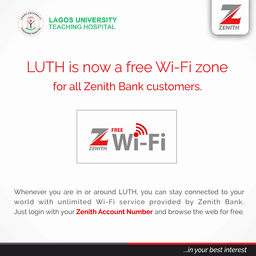Zenith offers free wifi services for customers at LUTH