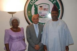 (L-R) Ogun State Deputy Governor, Chief (Mrs) Yetunde Onanuga; Managing Director/Chief Executive Officer, Nestle Nigeria Plc, Mr. Gordon Dharnesh and Ogun State Governor, Senator Ibikunle Amosun, when the top management of Nestle Plc paid a courtesy visit on the governor at his Oke-Mosan, Abeokuta office on Wednesday.