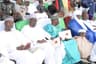 L-R: Attorney General of the Federation and Minister of Justice, Abubakar Malami; Kwara State Governor, Dr Abdulfatah Ahmed; Representative of the Senate President, Alhaji Saka Isau (SAN) and Emir of Ilorin, Alhaji Ibrahim Sulu Gambari, during the 8th day fidau prayer for late Justice Mustapha Akanbi at metropolitan square, Ilorin, on Sunday, June 10, 2018.

