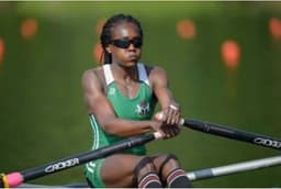Nigerian rower Chierika Okogu in action at the ongoing 2016 Olympic Games holding in Rio de Janeiro, Brazil.