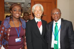 
Minister of Finance, Mrs Kemi Adeosun, Managing Director, IMF Madame Christie Lagarde, and CBN Governor, Mr Godwin Emefiele, during a courtesy visit to the IMF Headquarters in Washington DC, USA, on Sunday, Oct. 9, 2016.