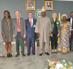  R-L: Ogun State Deputy Governor, Chief (Mrs.) Yetunde Onanuga, Deputy Head of German Agency for International Cooperation (GIZ), Stlvle Hoster, Governor Ibikunle Amosun of Ogun State, Programme Manager of GIZ, Mr. Torsten Schlink, Special Adviser to the Governor on Agricultural Value Chain, Ludwig Kiefer and the Special Adviser on Trade and Investment, Mrs Hafsat Abiola-Costello during a courtesy visit to the governor in Abeokuta...yesterday 