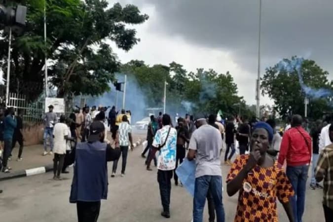 BREAKING: Tension as police teargas protesters in Abuja