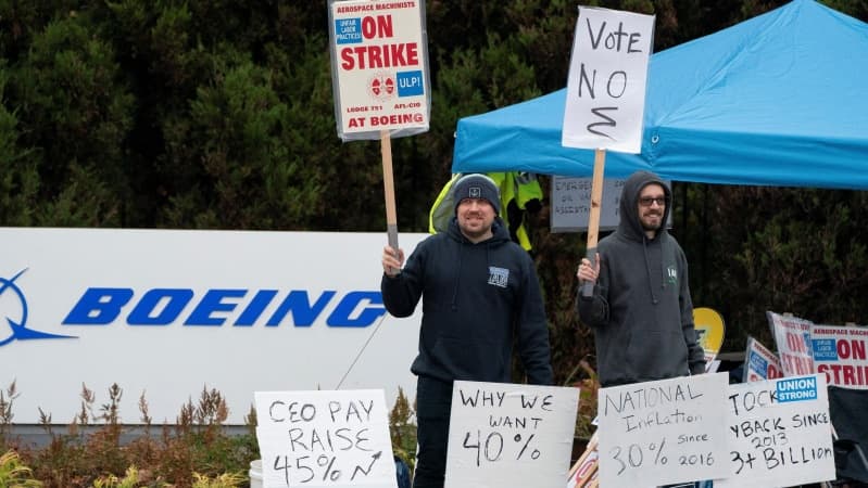 Striking Boeing workers reject 35 per cent pay rise offer