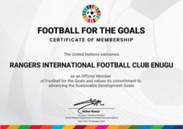 Enugu Rangers FC earn UN recognition